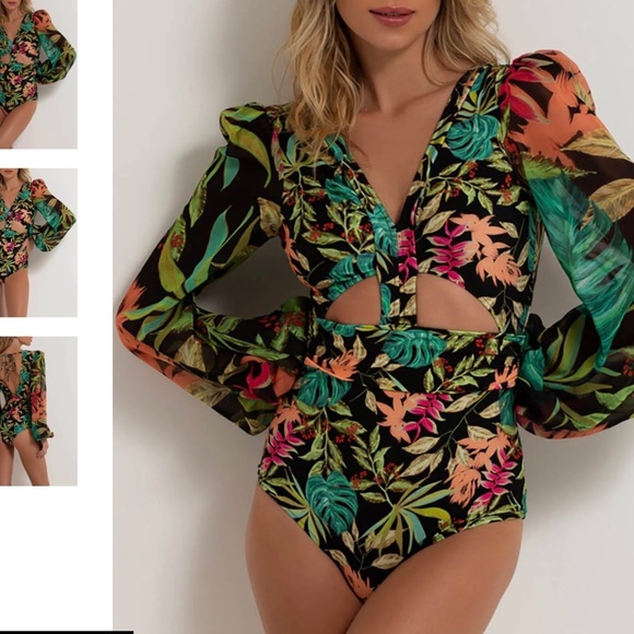 PAT BO TROPICALIA PLUNGE BODYSUIT - Picture 1 of 1